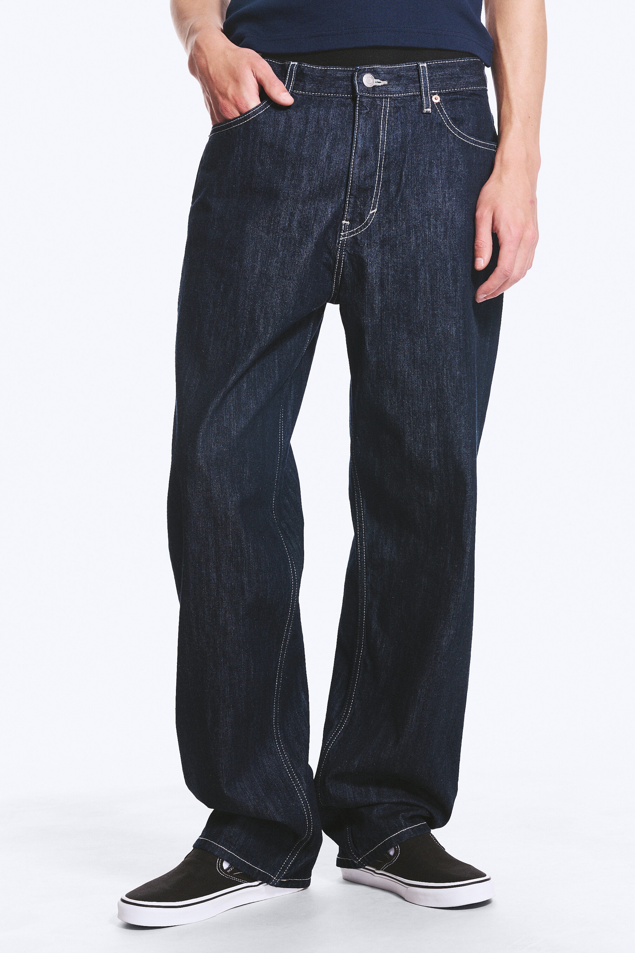 Blue Rinse - Dunkelblau - Galaxy Mid Waist Loose Straight Jeans - 2