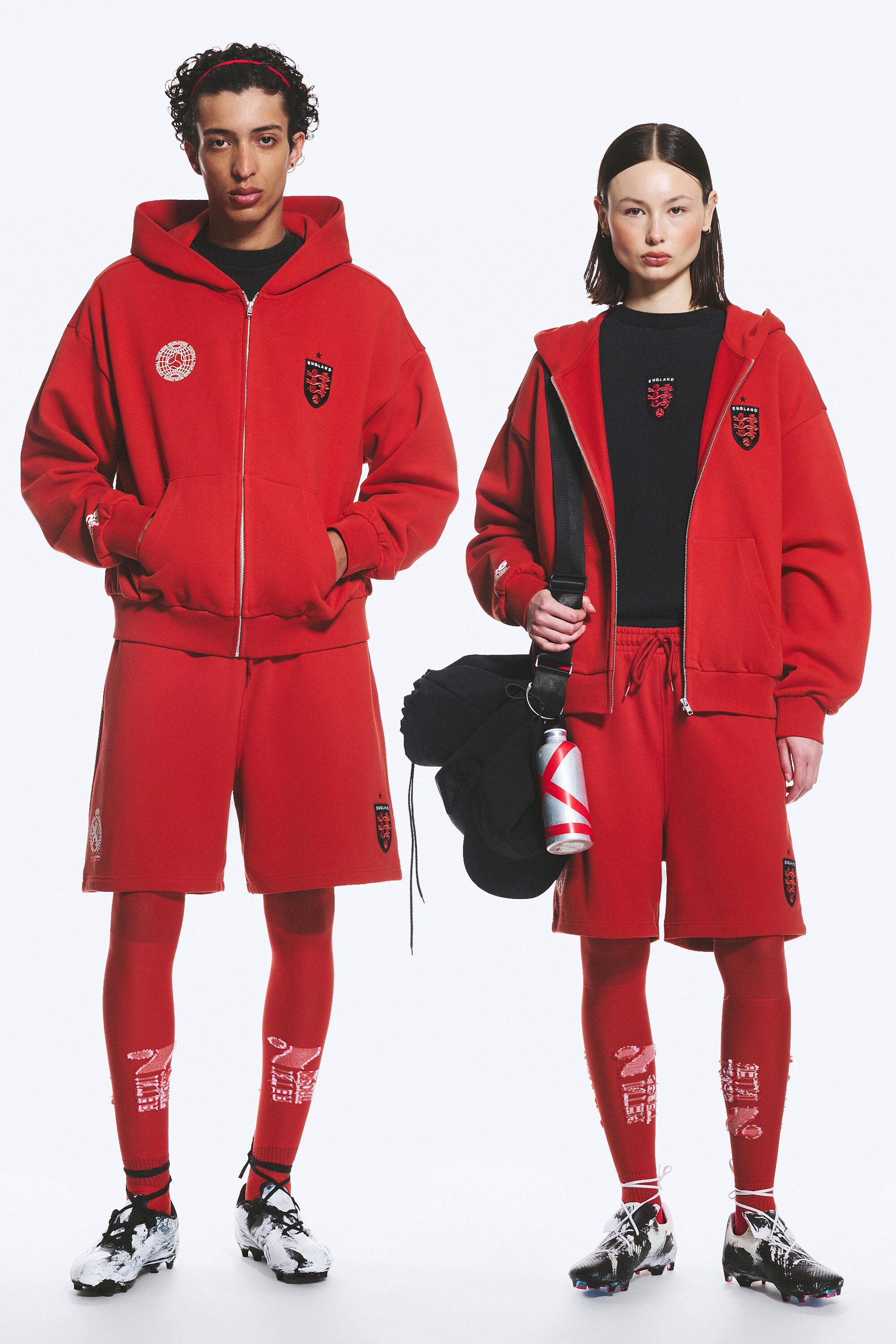 Bright Red - TOFFS Loose Fit Zip Football Hoodie - 1