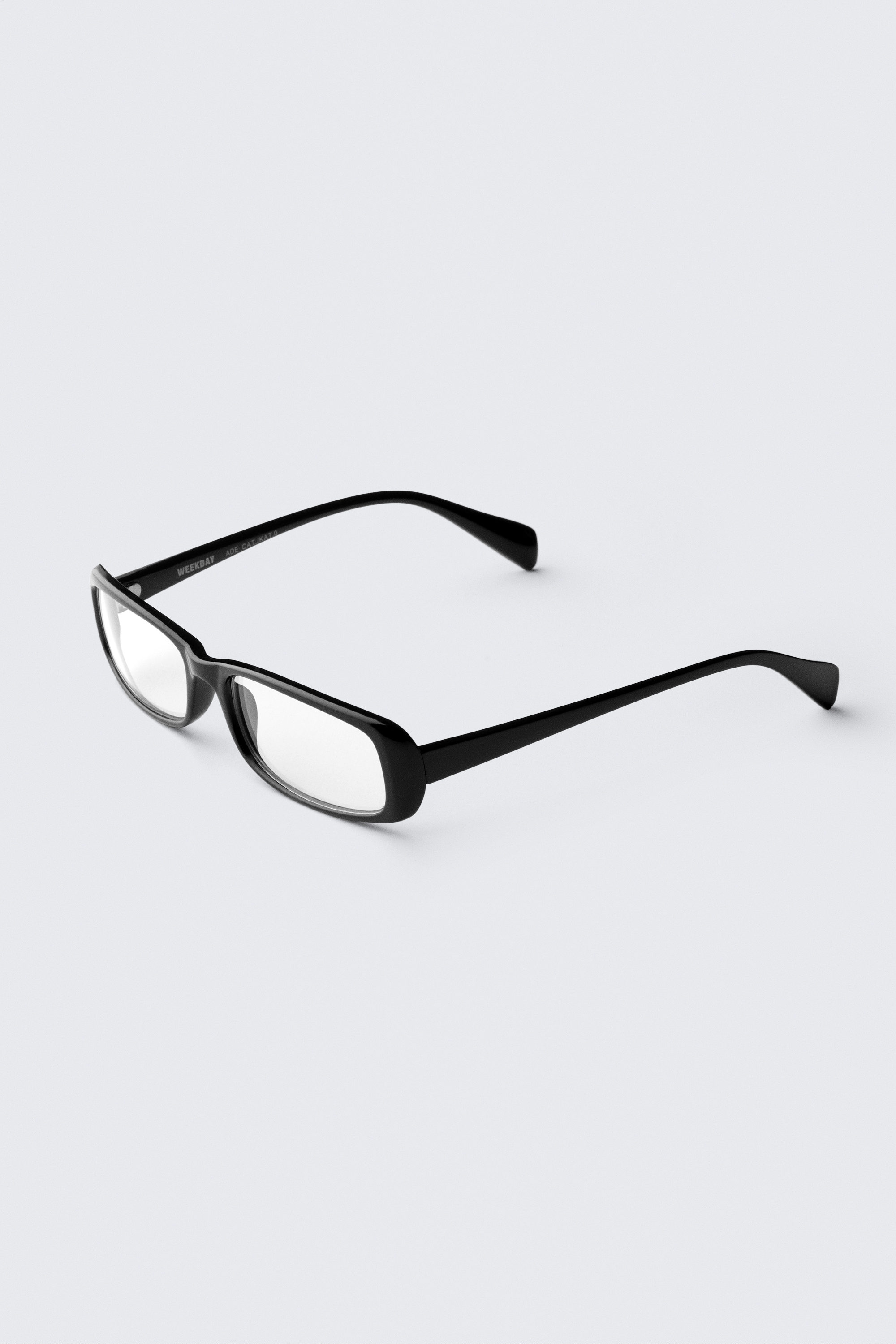 Zwart - Slim Rectangular Tinted Sunglasses - 2
