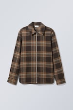 Brown check - Curtis Checked Zip Overshirt - 1