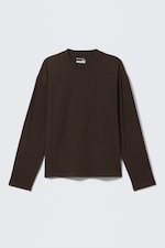 Dark Brown - Loose Boxy Long-Sleeved T-shirt - 3