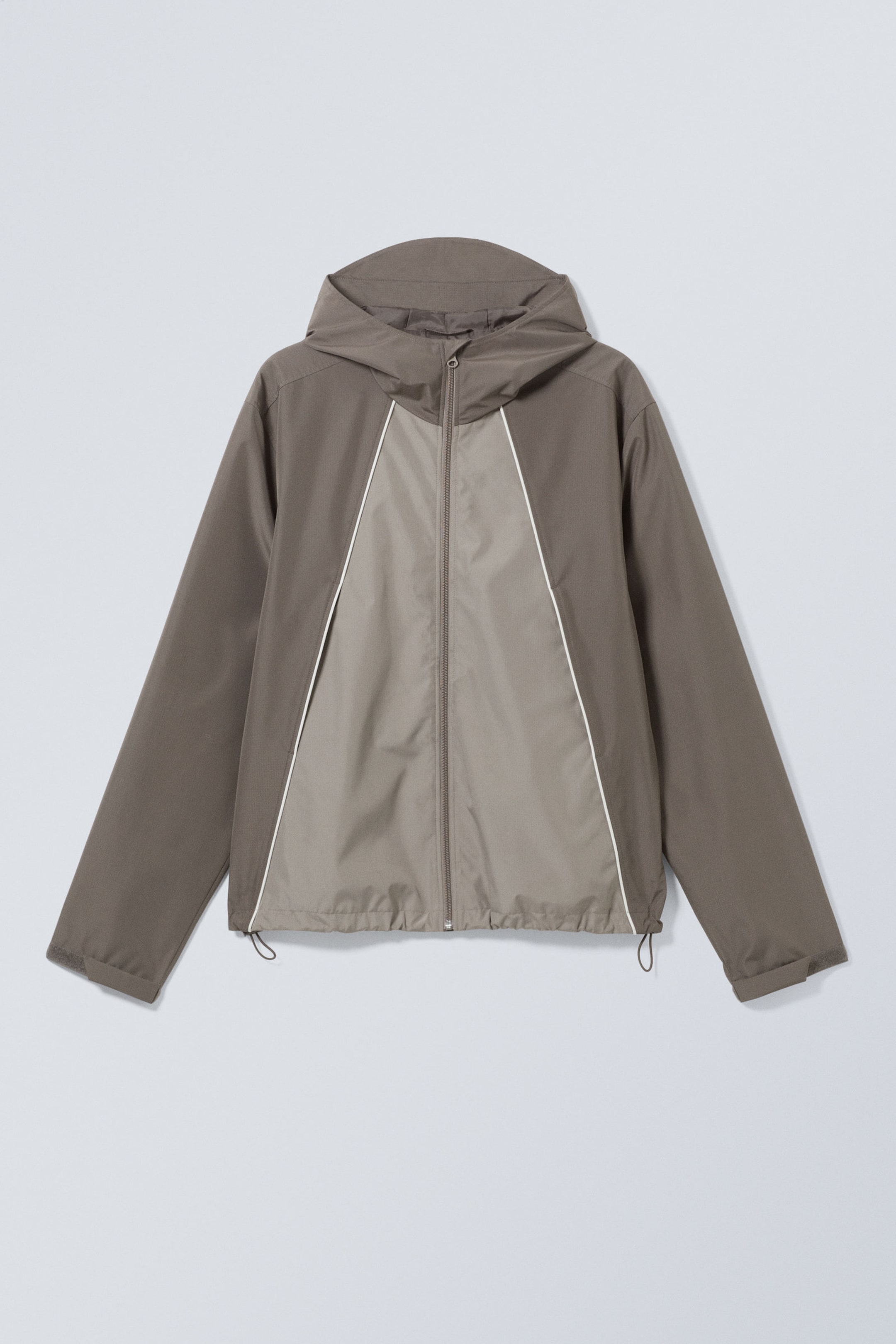 Zweifarbig dunkles Graubraun - Relaxte Shell-Jacke in Blocking-Optik - 0