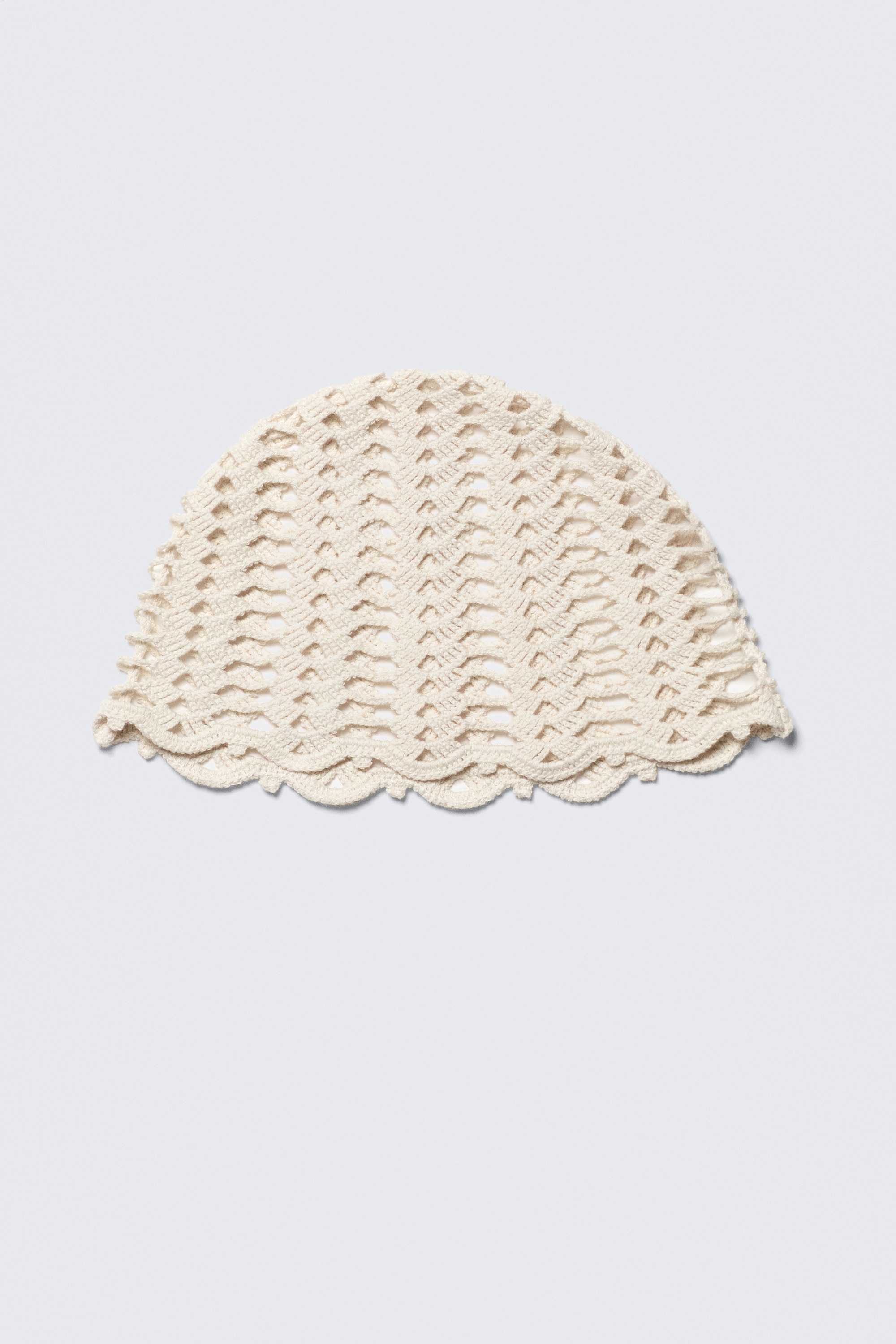 Berretto in cotone lavorato all'uncinetto - Beige chiaro