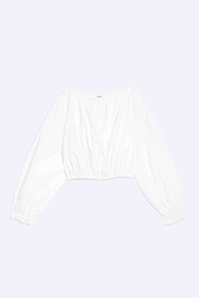 Balloon Sleeve Blouse - Dusty White - 1