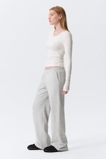 Grey Melange - Low Rise Terry Sweatpants - 2