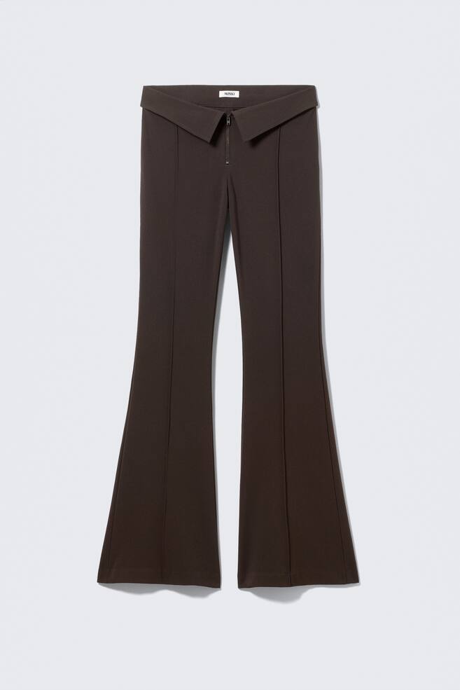 Low Rise Flared Suit Trousers - Dark Brown/Black - 1