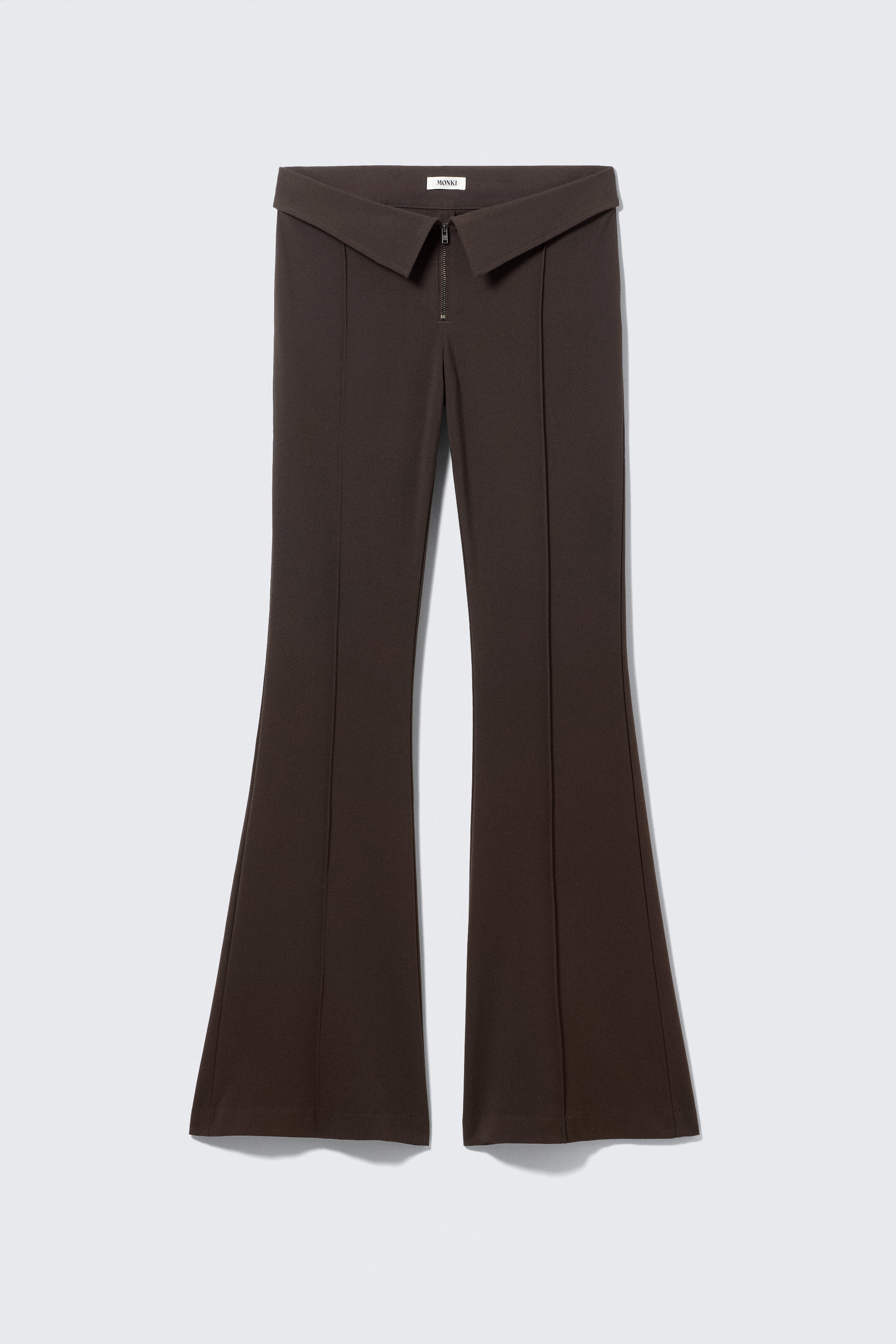 Dark Brown - Low Rise Flared Suit Trousers - 5