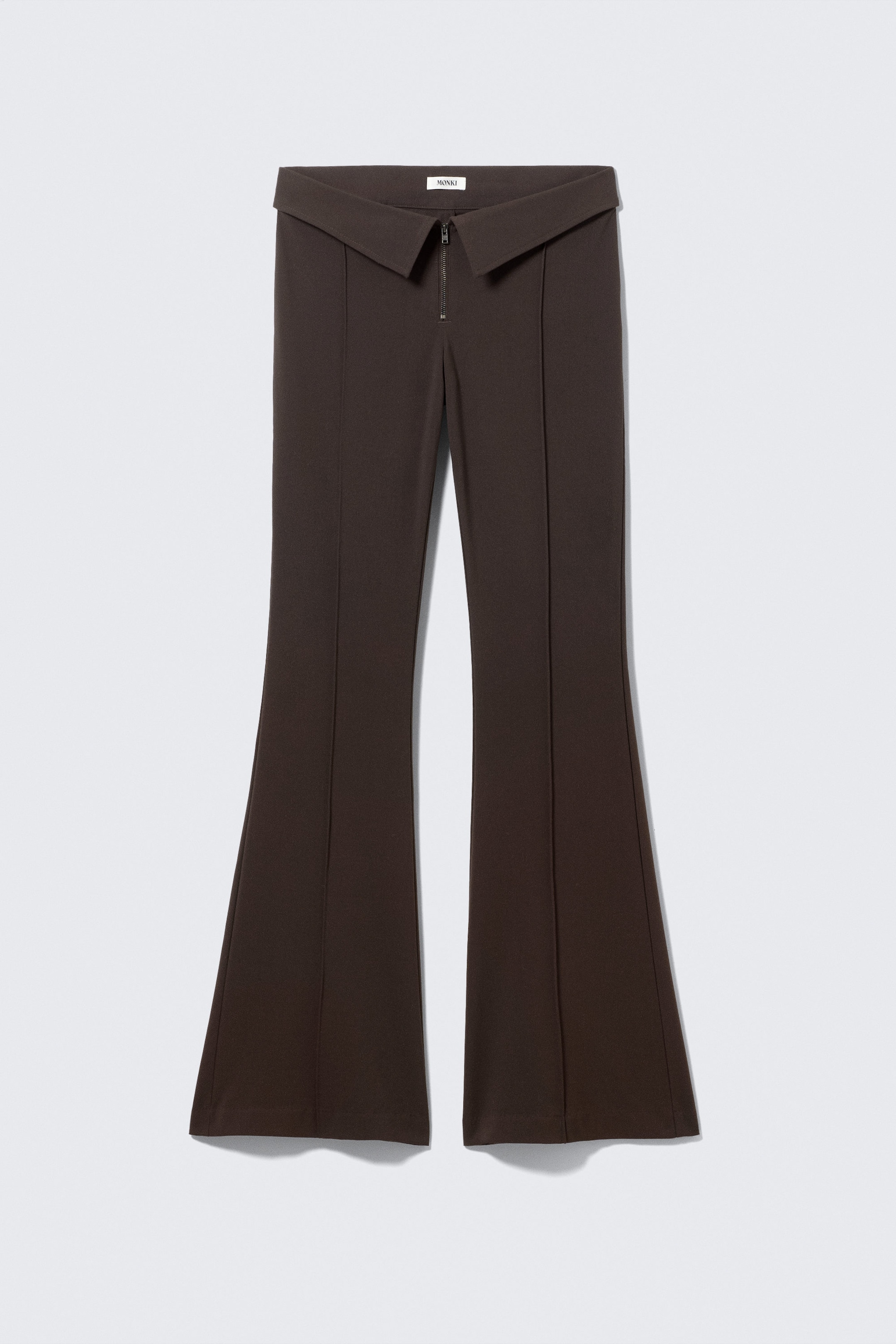 Dark Brown - Low Rise Flared Suit Trousers - 5