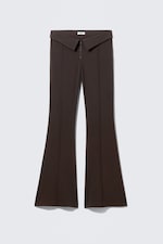 Dark Brown - Low Rise Flared Suit Trousers - 5