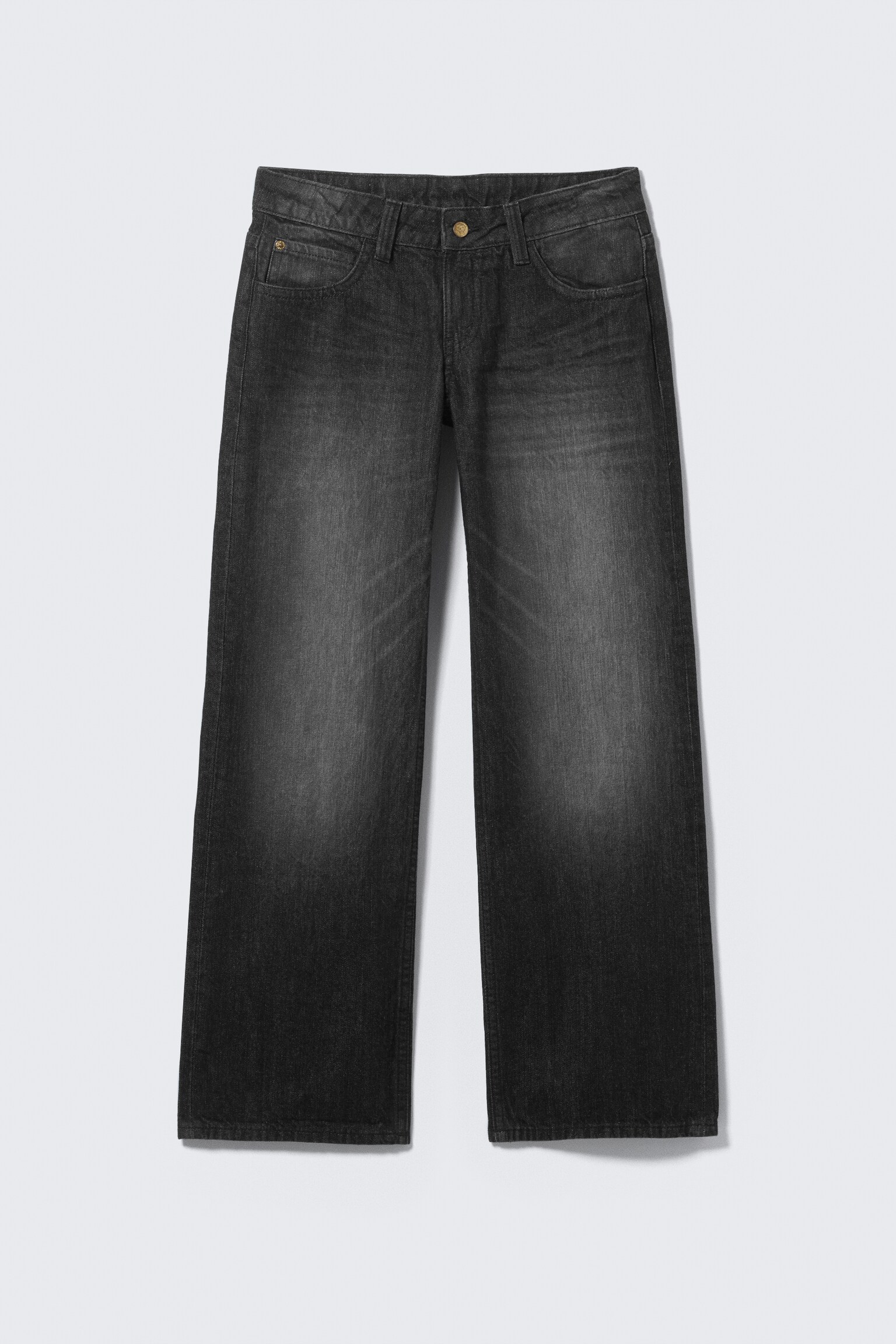 Jeans Messy regular a vita bassa con straight leg - Nero slavato - Nero - 2