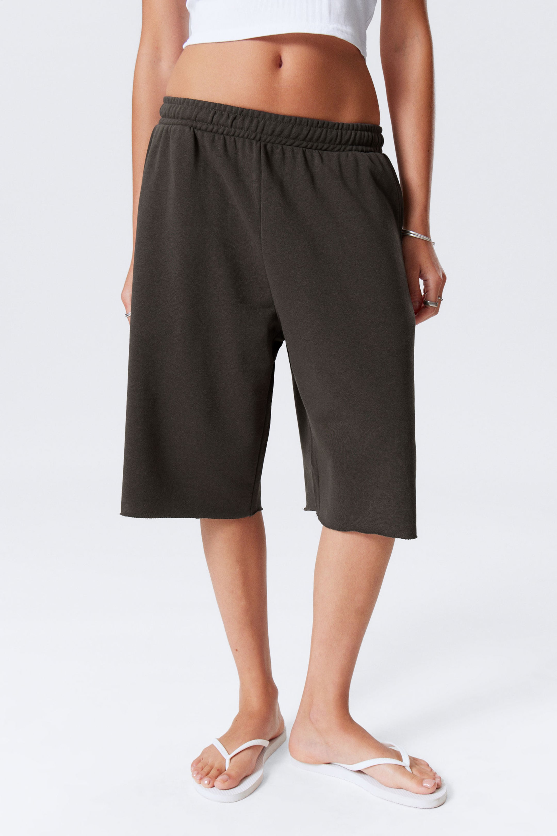 #383938 - Oversized Knee-length Terry Shorts - 2