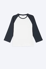 White - Three-quarter sleeve raglan top - 0