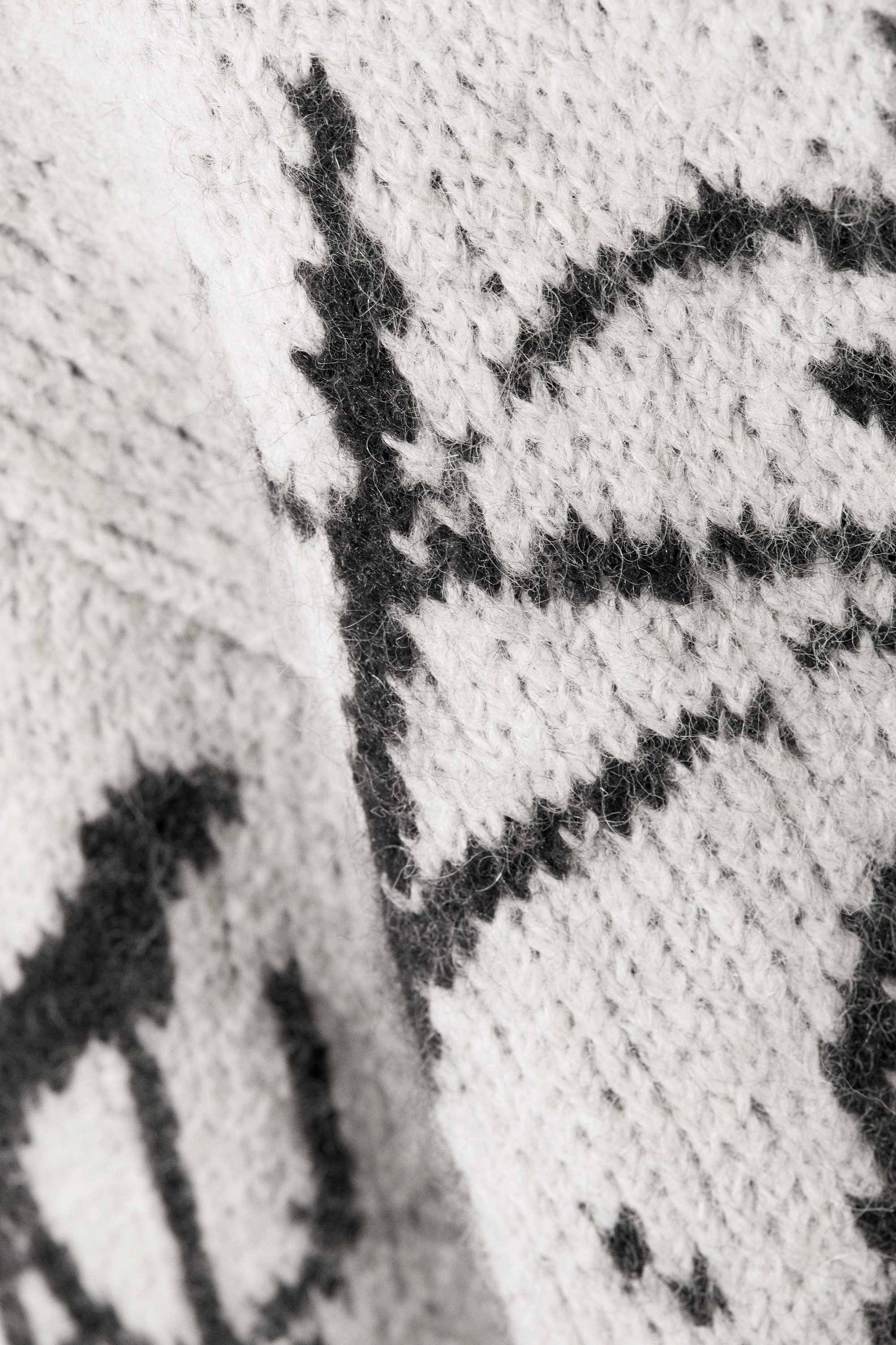 Vit - Svart Grafik - Stickad grafisk tröja i ullmix - 3