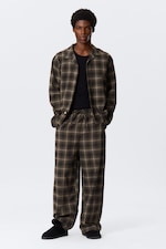 Checked Dark Brown - Relaxed Flannel Pyjama Shirt - 3