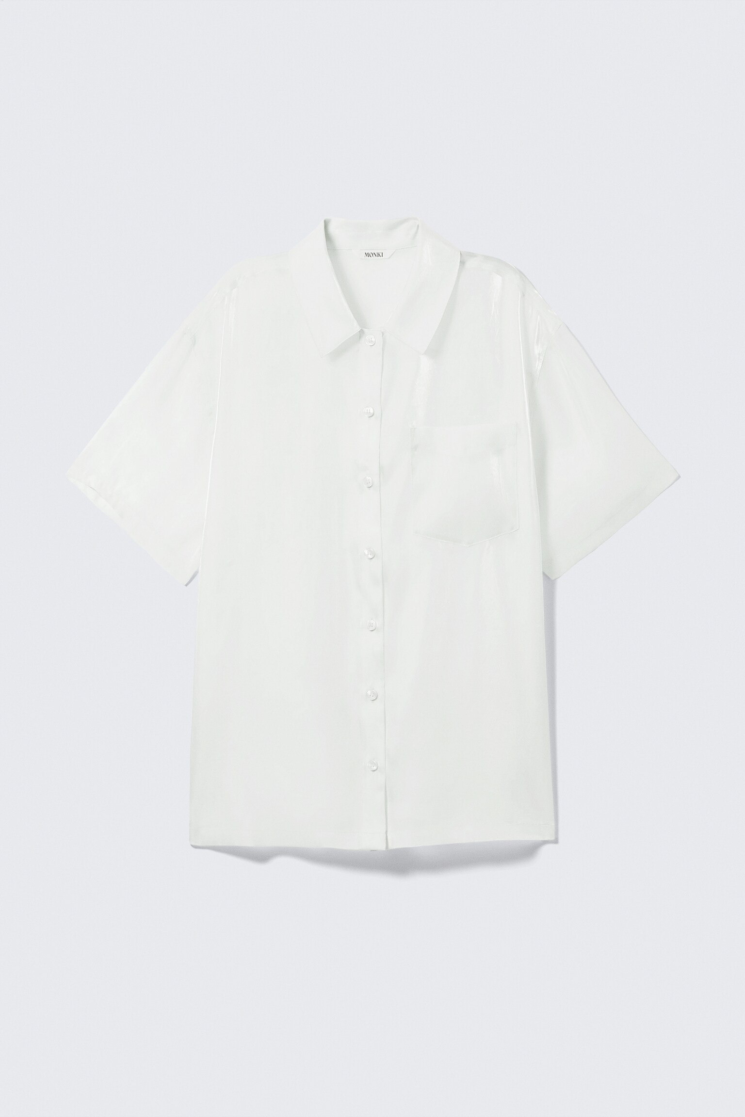 Oversized Short-Sleeved Organza Shirt - Mint - 2