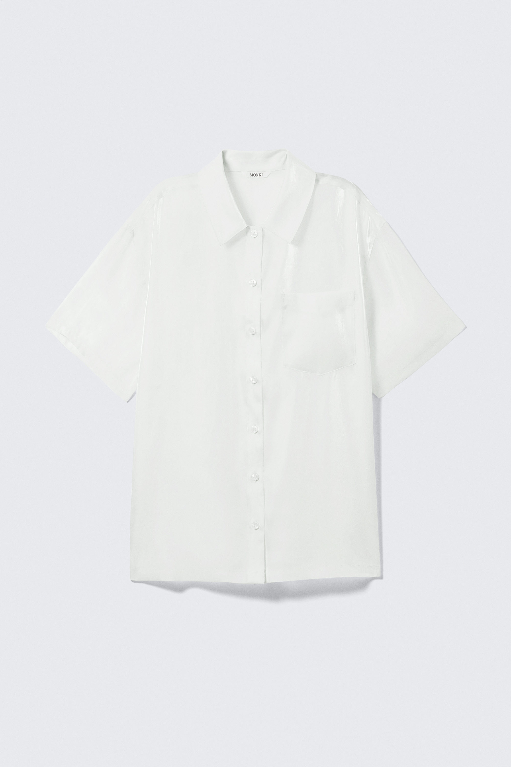 #D6DDD8 - Oversized Short-Sleeved Organza Shirt - 1