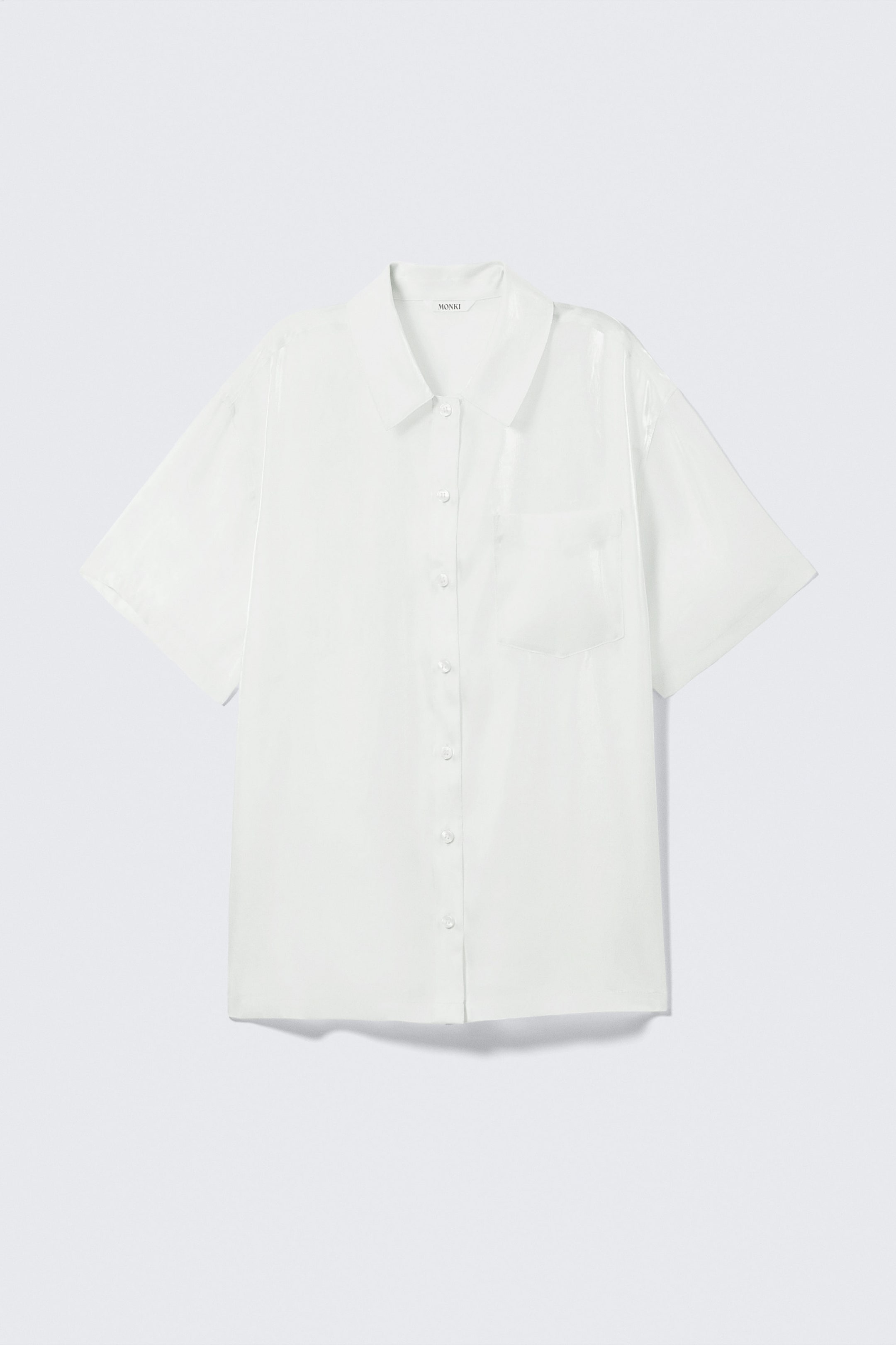 Mint - Oversized Short-Sleeved Organza Shirt - 1