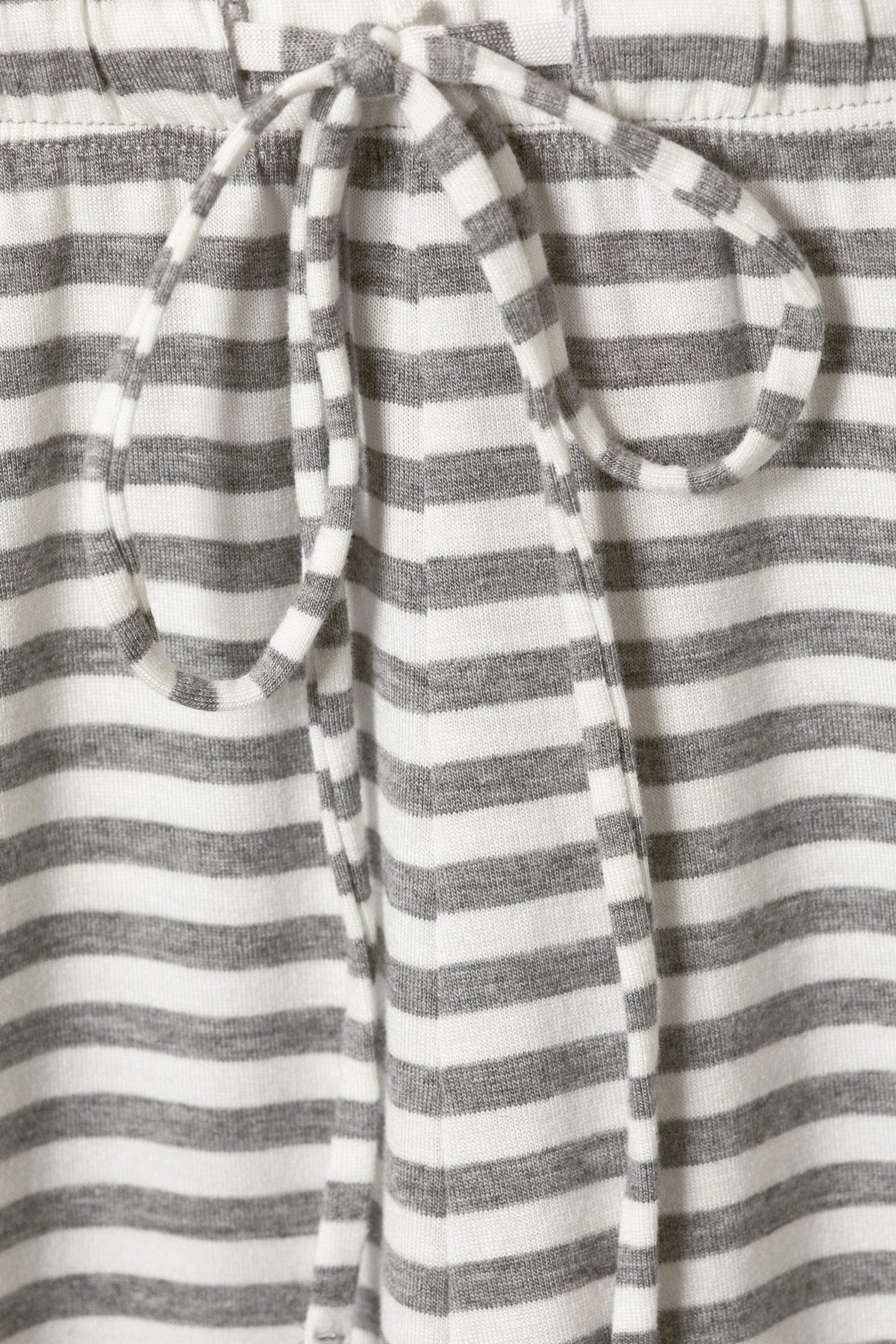 Grey & White Stripes - Wide-Leg Pull-On Lyocell Trousers - 2