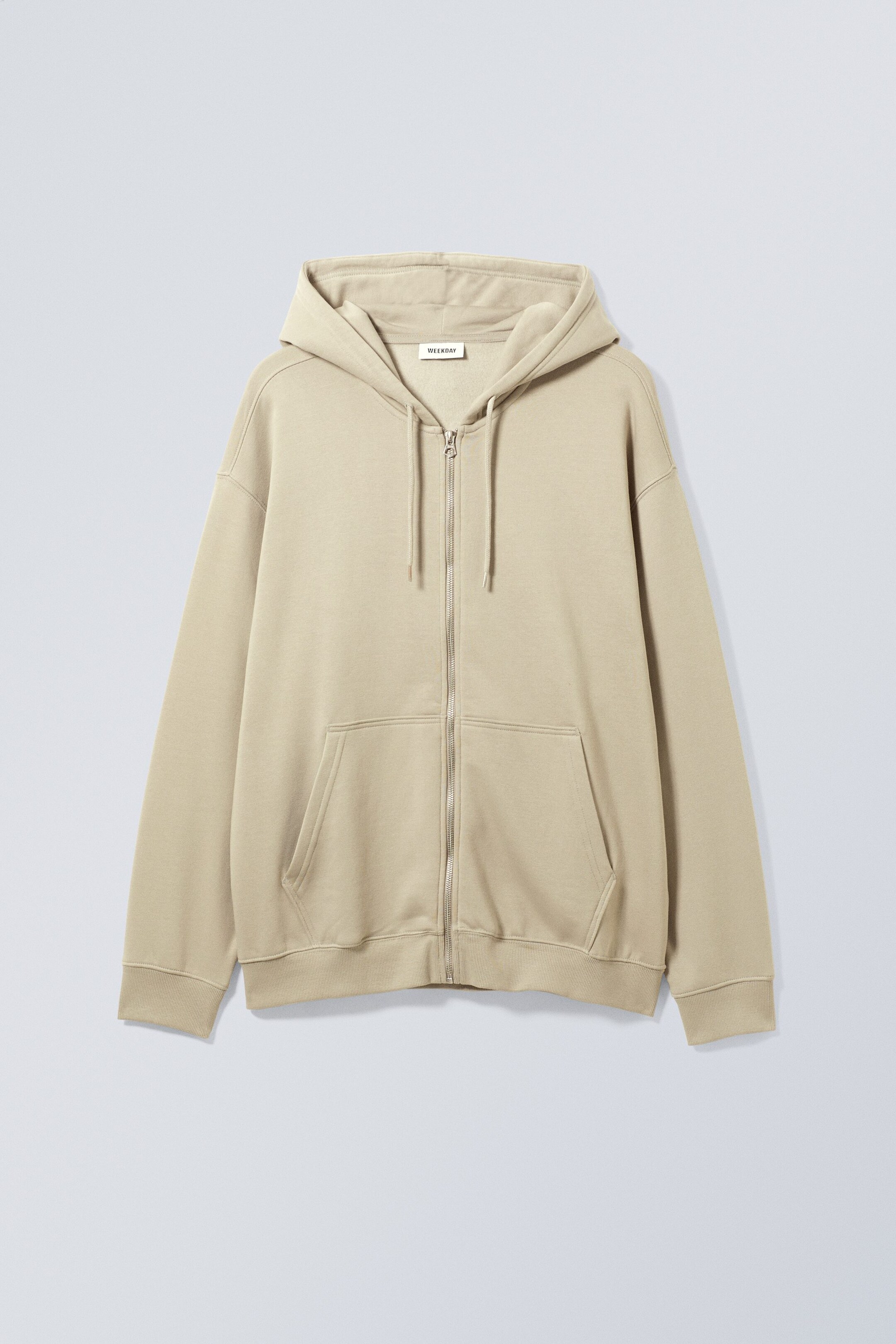 Beige - Oversized-Kapuzenjacke mit Reißverschluss - 0