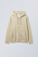 Beige - Oversized-Kapuzenjacke mit Reißverschluss - 0