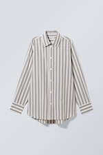 Beige Stripe - Regular Cotton Voile Shirt - 0