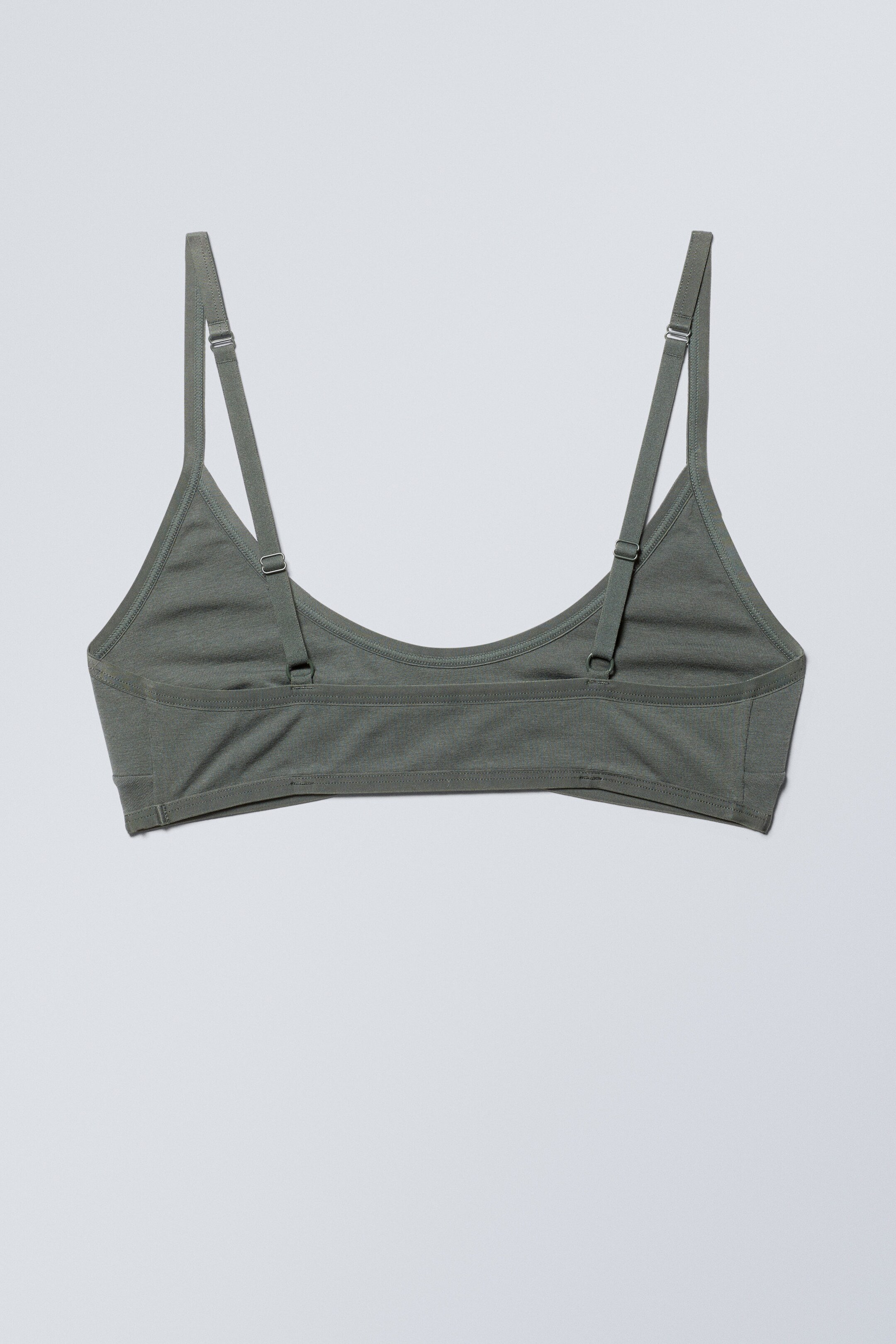 Kaki foncé - Brassière décolletée en coton Inez - 1