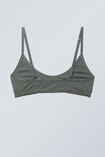 Kaki foncé - Brassière décolletée en coton Inez - 1