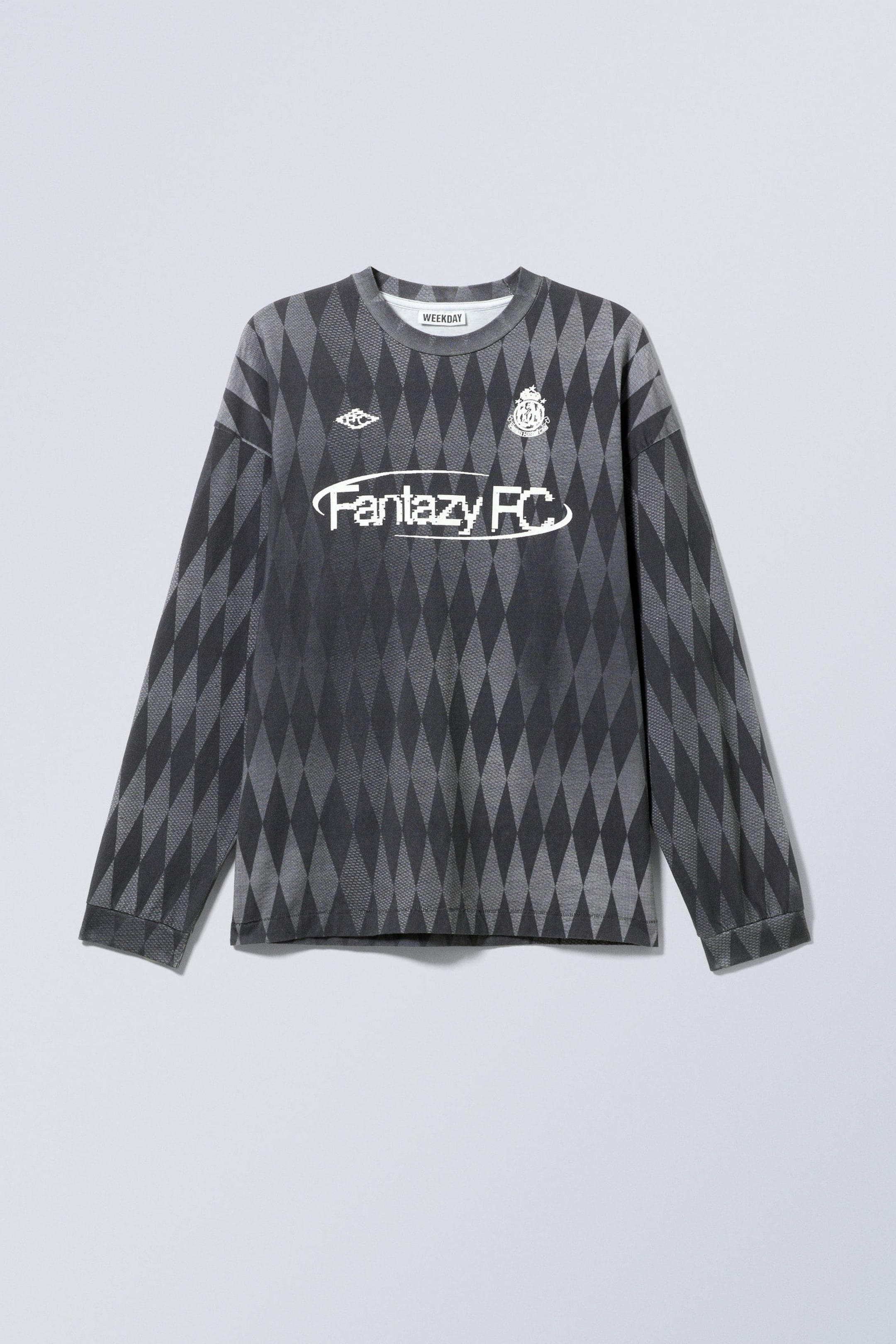 Dark Grey - Fantazy FC - Loose Graphic Long Sleeve T-shirt - 1