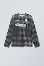 Dark Grey - Fantazy FC - Loose Graphic Long Sleeve T-shirt - 0