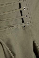 Vert kaki - Jupe midi taille mi-haute à nouer - 5