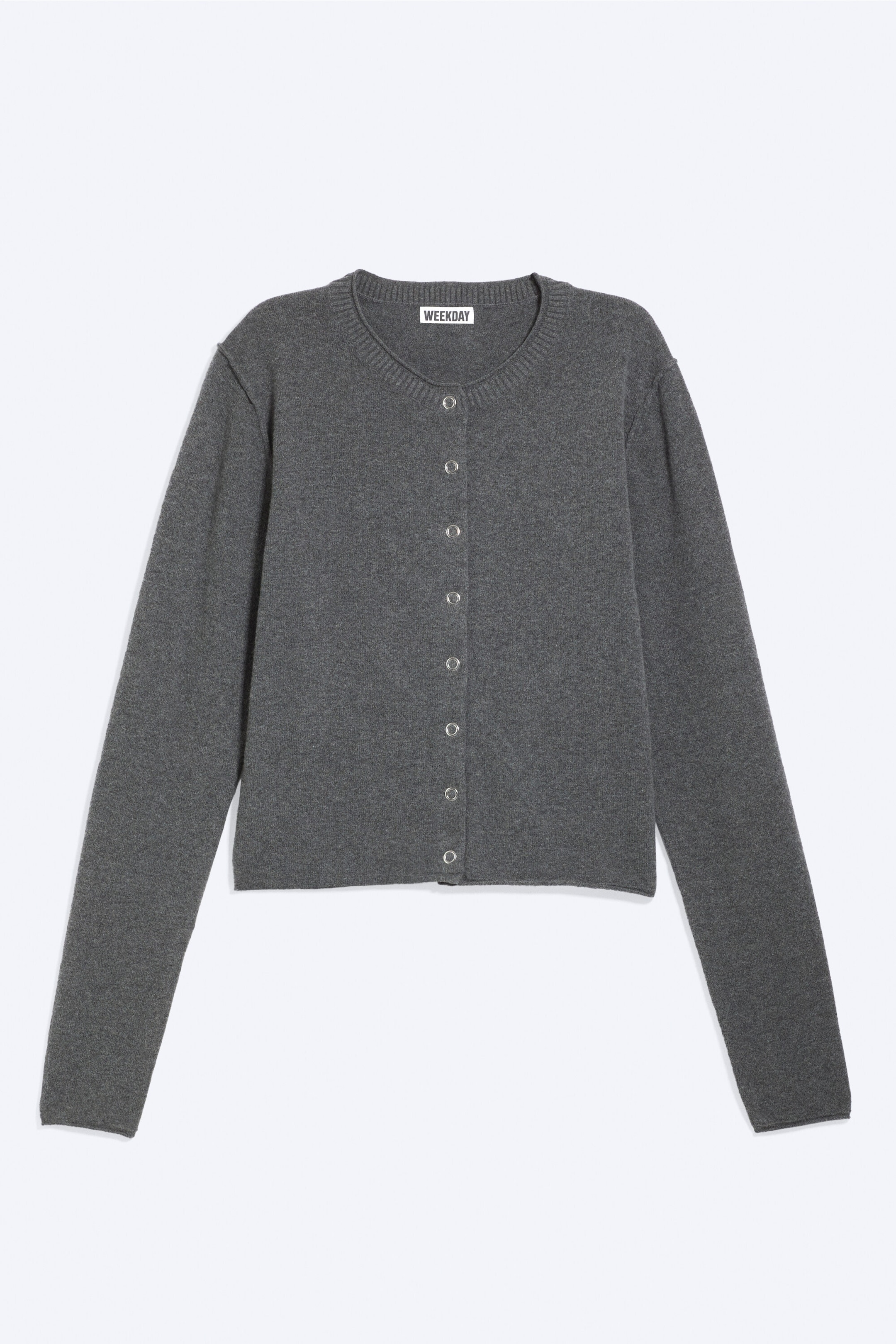 Dunkelgrau meliert - Figurbetonte Strickjacke - 3