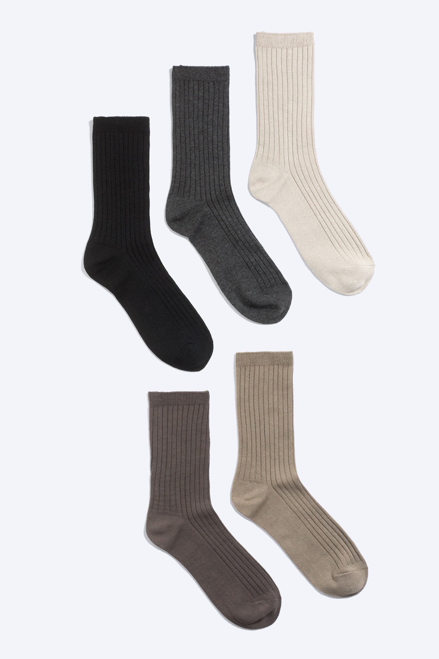 5-pack Rib Socks - Mix zaprášené taupe/Black