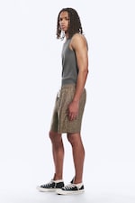 Dark Brown Melange - Relaxed Linen Drawstring Shorts - 2
