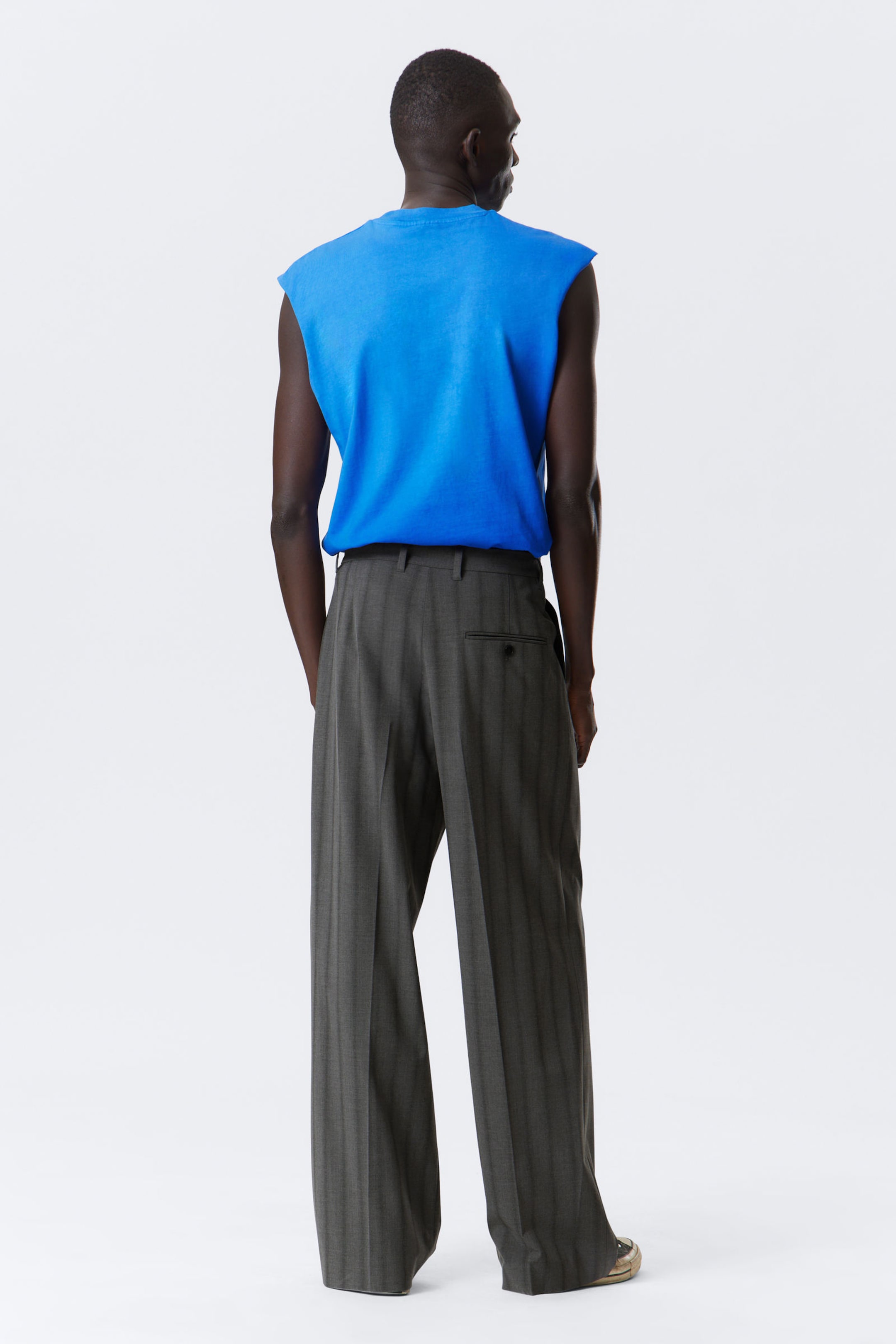 Striped Grey - Uno Loose Suit Trousers - 3