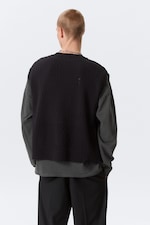 Black - Relaxed Distressed Knitted Vest - 3