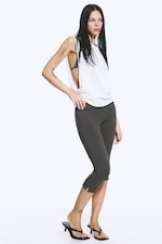 Mörkgrå - Mid waist capribyxor - 0