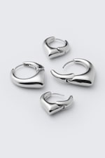 Silver - 2-Pack Softly Pointed Hoop Earrings - 1