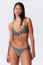 Dark Grey - Glitter - Printed Triangle Bikini Top - 0