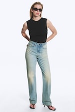 Port Blue - Light Blue - Rowe Super High Waisted Regular Straight Jeans - 1