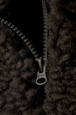 Brown - Oversized Fluffy Zip Jacket - 5