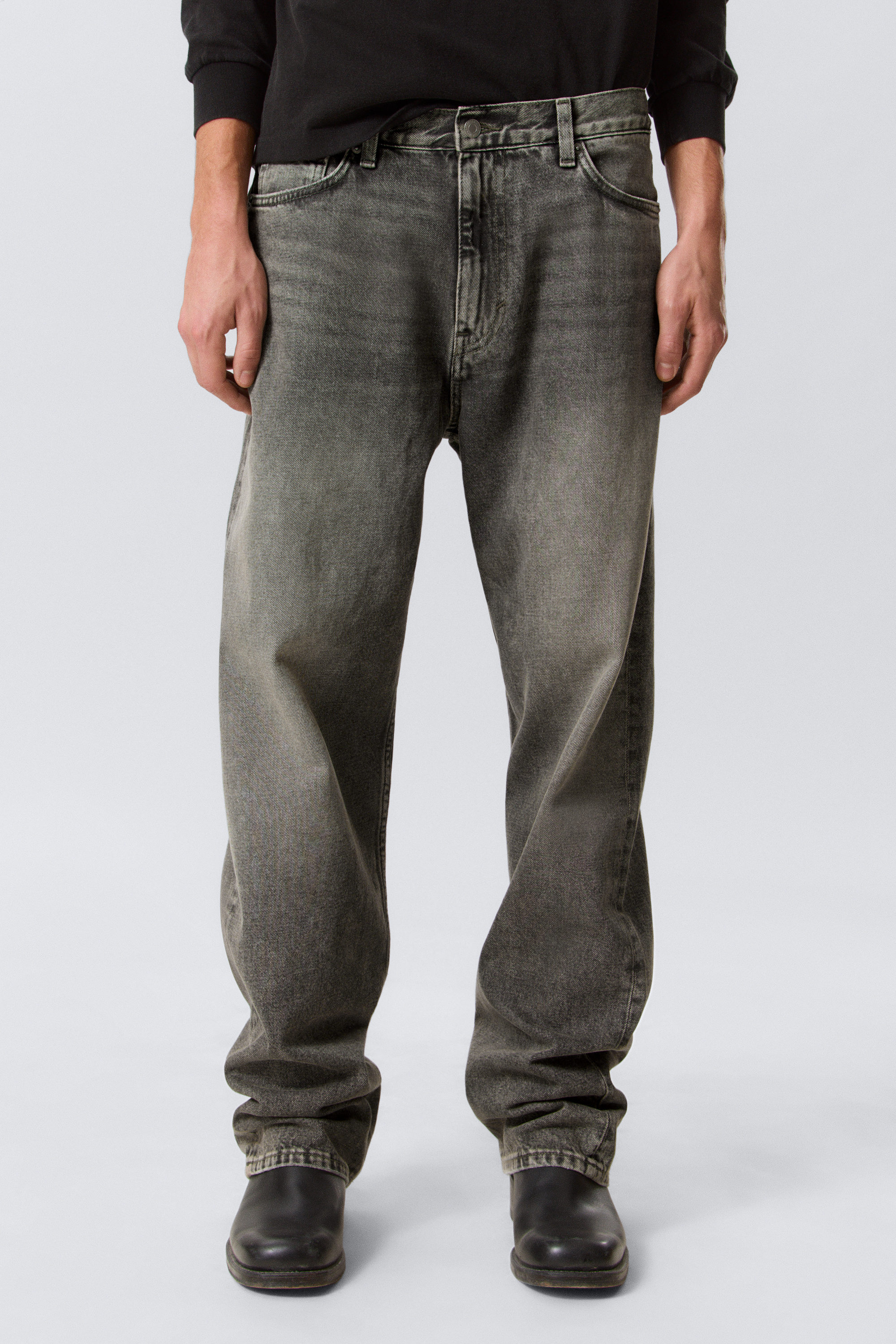 Redondo Black - Black - Galaxy Mid Rise Loose Straight Leg Jeans - 3