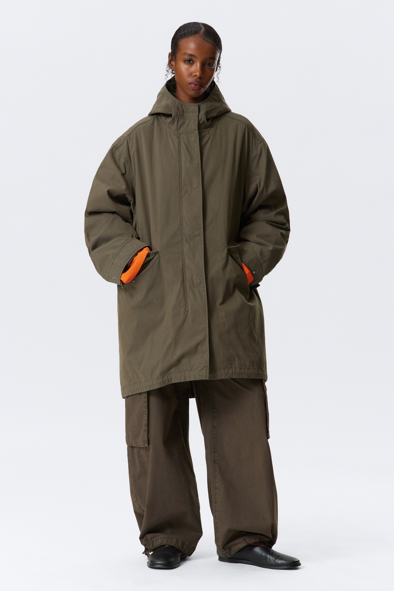 Oversized parkas med avtagbart foder - Kakibrun - 3