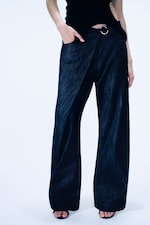 Blue Rinse - Dark Blue - LOW RISE LOOSE WRAP-AROUND JEANS - 1