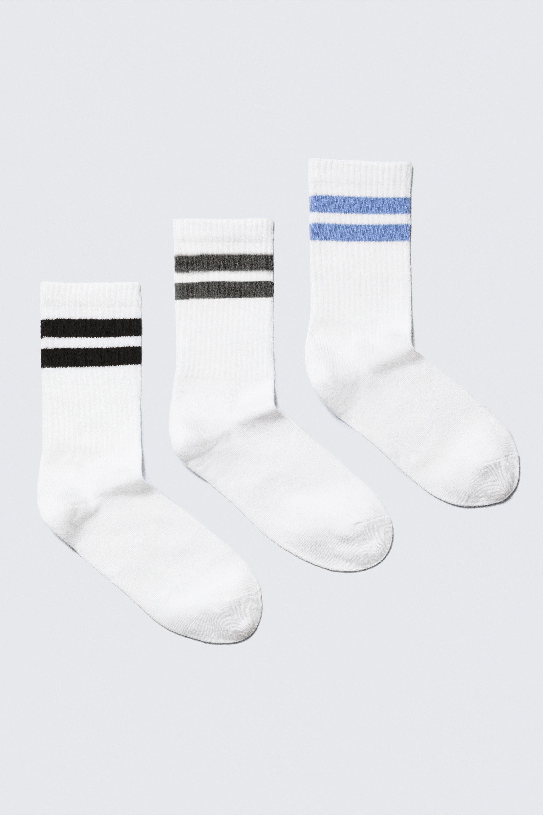 White - Multi Stripes - 3-pack Striped Crew Socks - 0