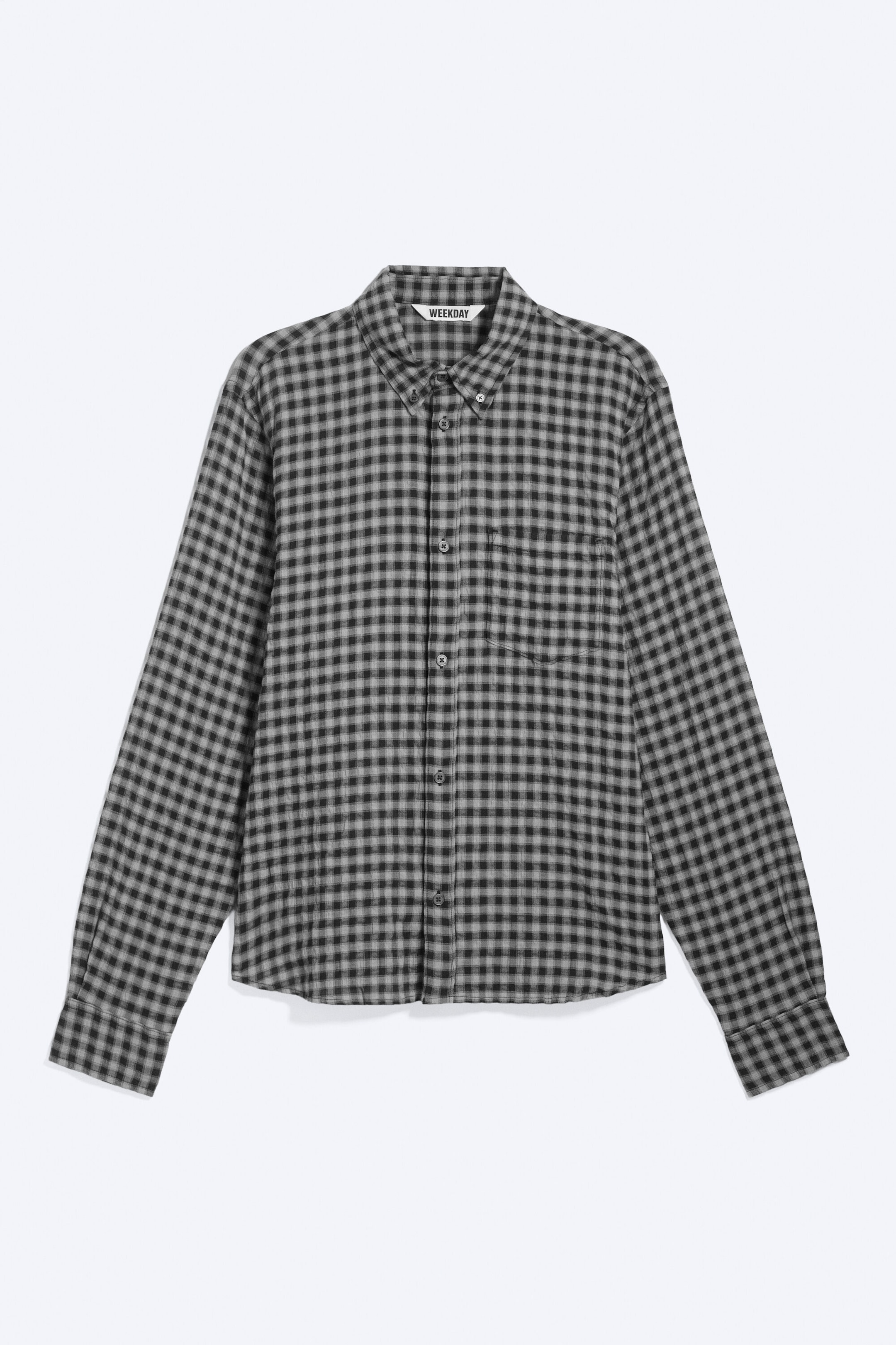 Checked Black/Grey - Structured Long-Sleeved Buttoned Shirt - 4