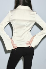 White - Slim Satin Shirt - 0