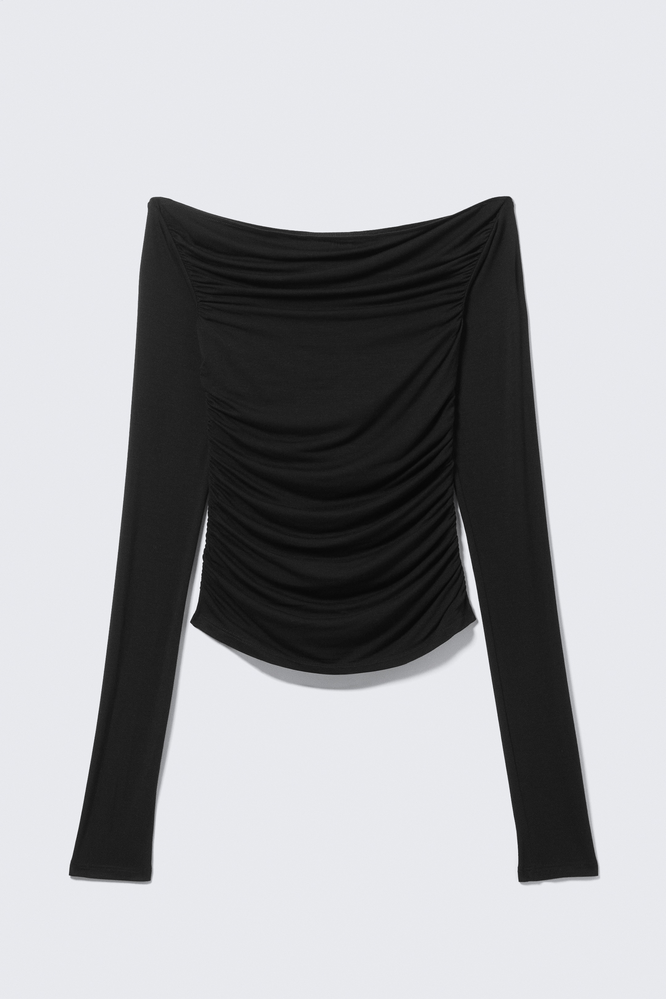 Vezi imaginea mai mare: Bluză cu umeri goi și mâneci lungi, cu fronseuri - Negru - FEMEI | H&M RO 1