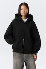 Black - Oversized Heavyweight Zip Hoodie - 0