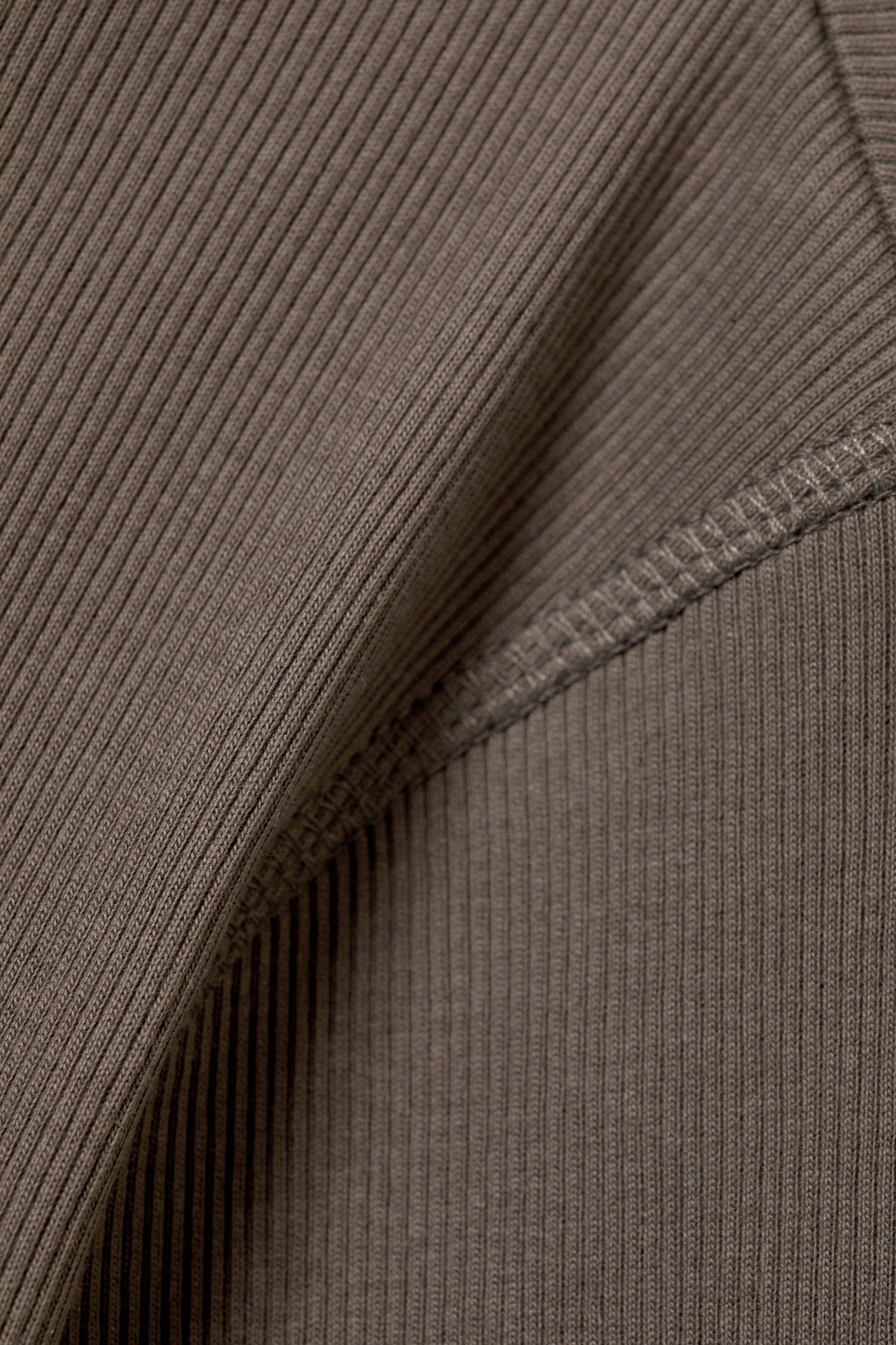 Washed Dark Mole - Classic Slim Ribbed Cotton T-shirt - 2