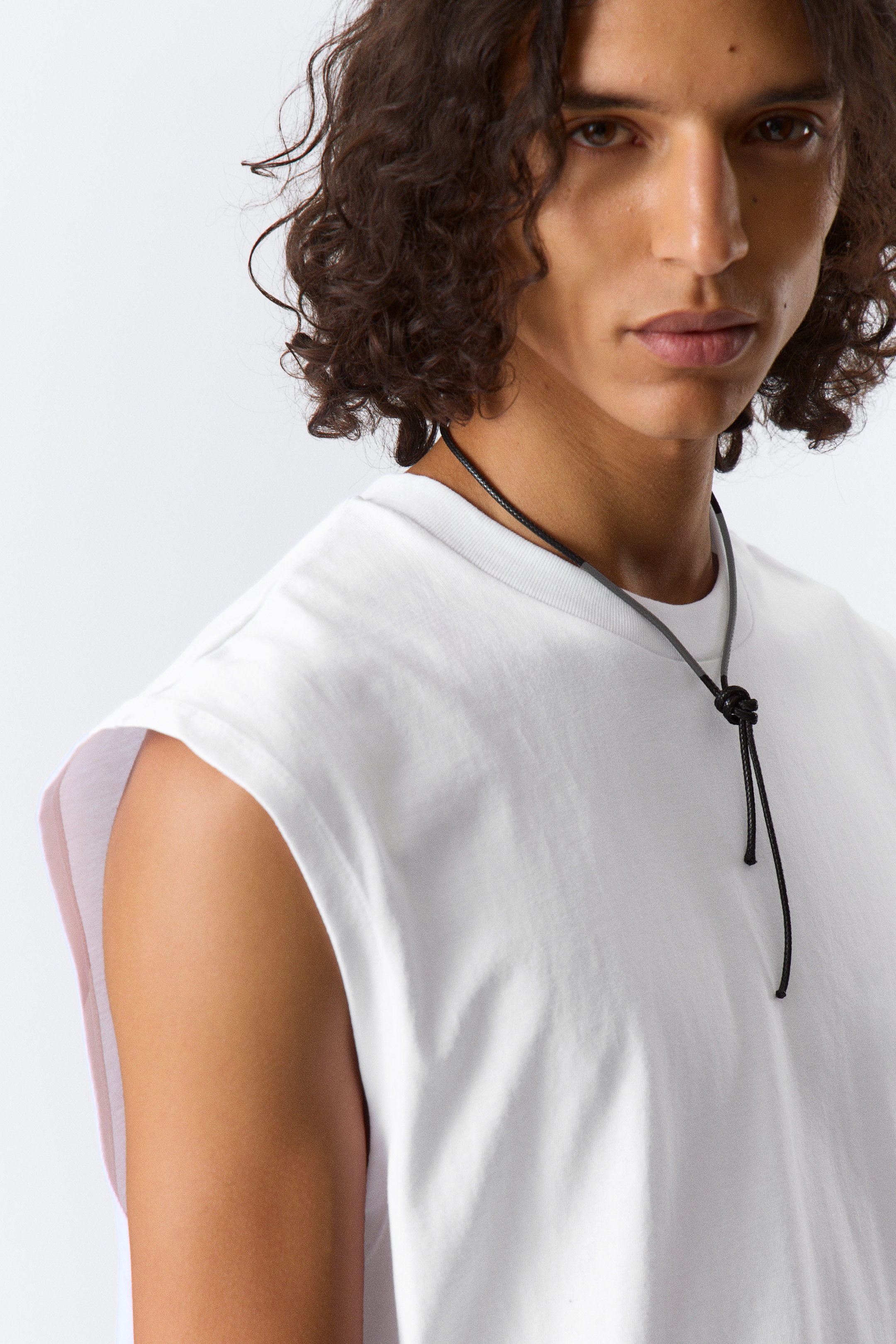 Weiß - Lockeres, quadratisches Baumwoll-Tanktop - 2